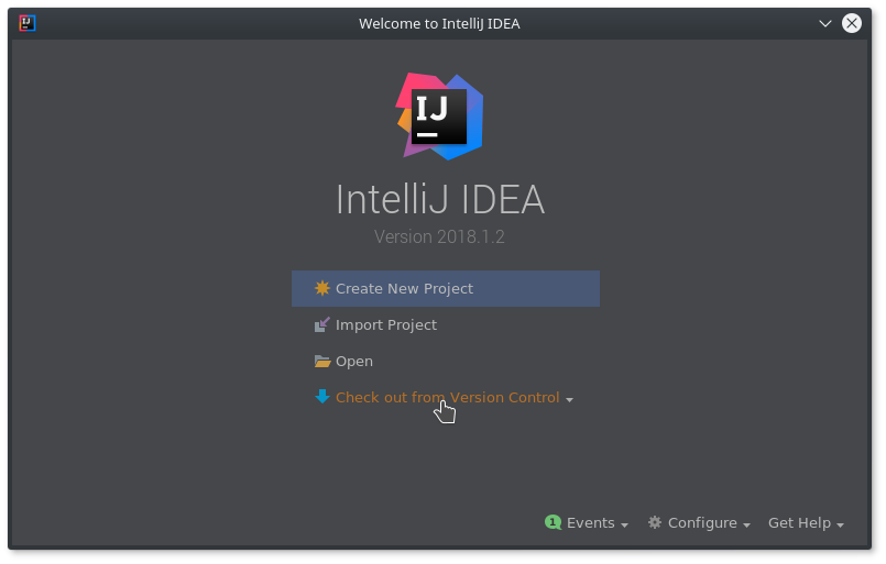 Welcome screen